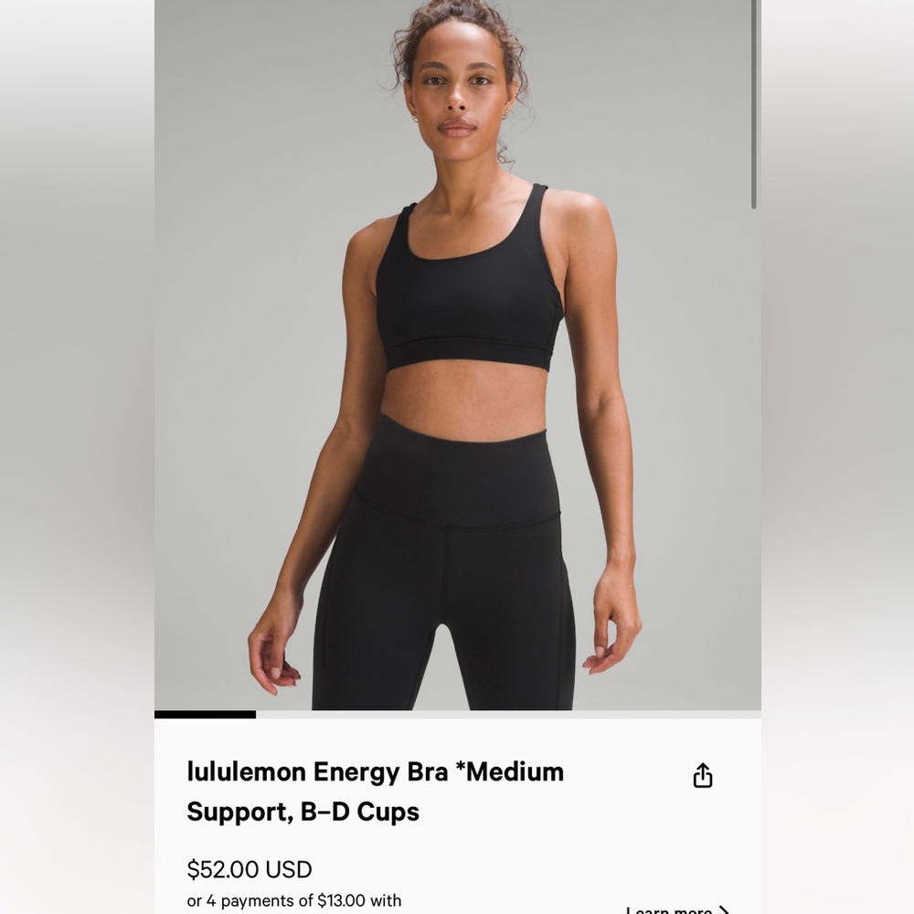 Lulu Energy Bra, Black